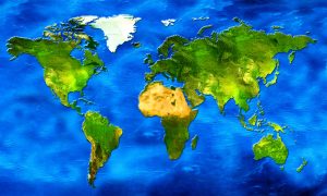 chart of the world its continents and oceans in relief